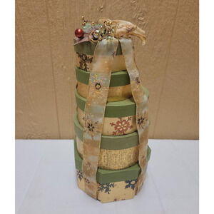 Vintage Stacked Faux Storage Christmas Gift Boxes 15"